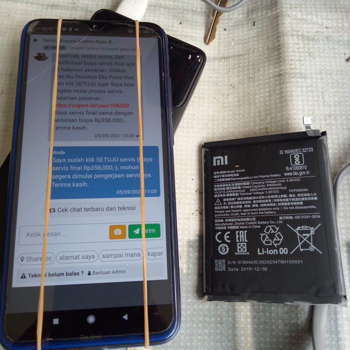 Service HP Android Xiaomi Redmi note 8 Redmi note 8 masalah , Mau ganti baterai hp Redmi note 8 yang ori + biaya servis berapa ya?
