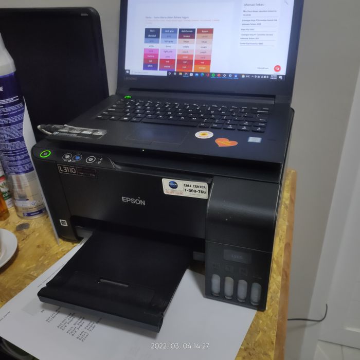 Service printer Epson L3110 L3110 masalah , Tinta warna tidak sesuai dengan warnanya